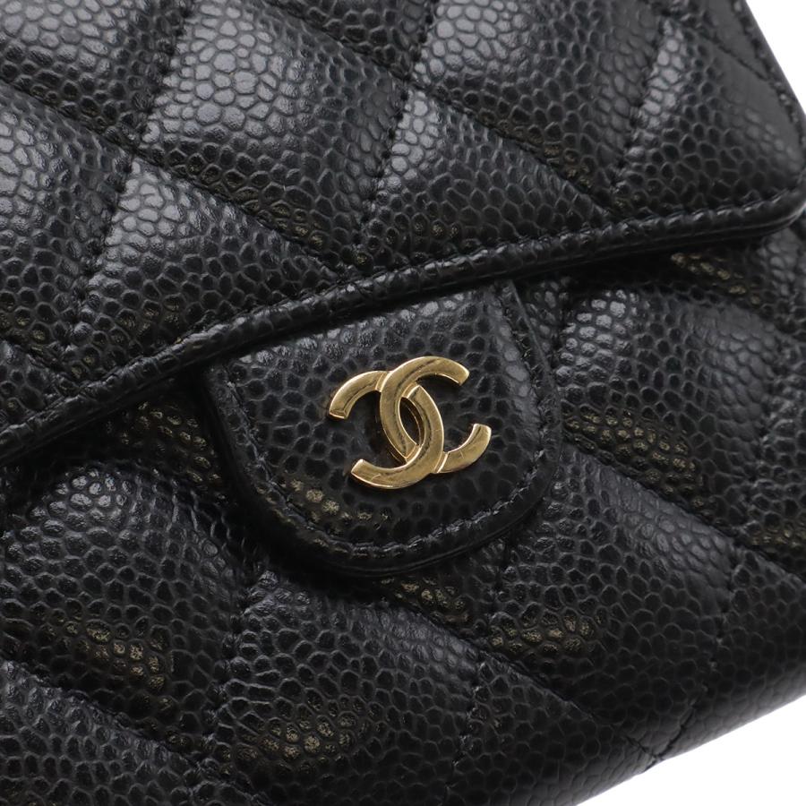 CHANEL シャネル マトラッセ ココマーク クラシック スモール フラップ ウォレット 3つ折財布 キャビアスキン レザー ブラック | CHANEL | 03
