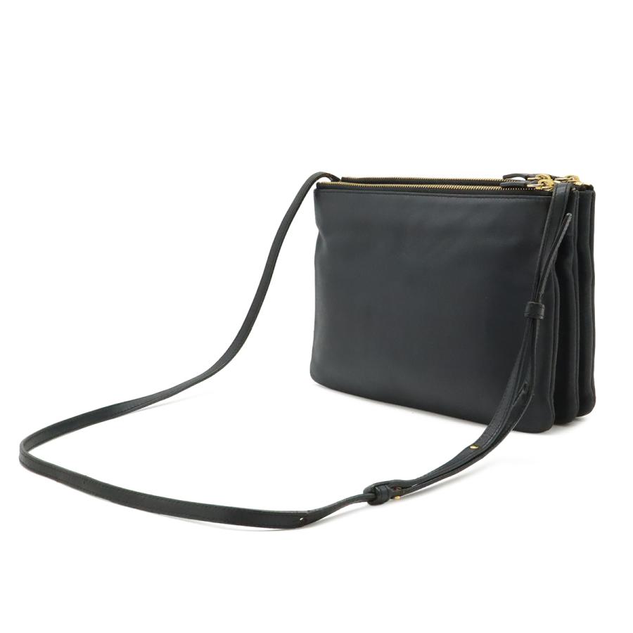 CELINE セリーヌ トリオ ラージ ショルダーバッグ ポシェット 斜め掛け ポーチ レザー ブラック 黒 ゴールド金具 171453 | CELINE | 01