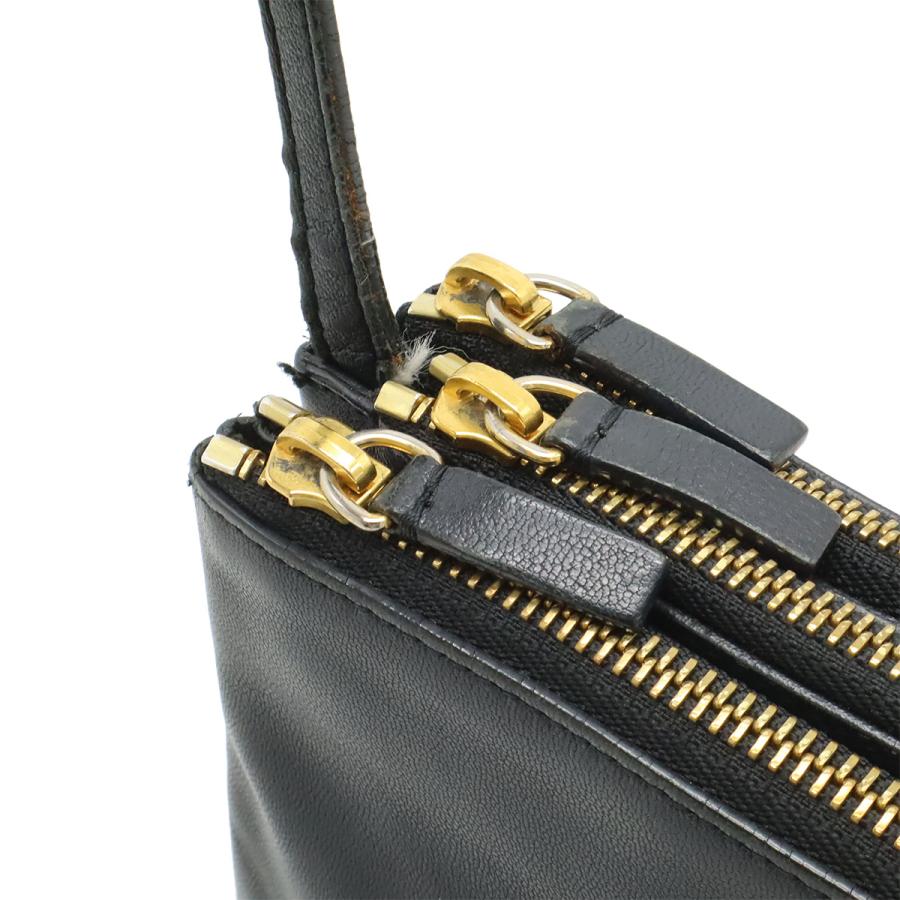 CELINE セリーヌ トリオ ラージ ショルダーバッグ ポシェット 斜め掛け ポーチ レザー ブラック 黒 ゴールド金具 171453 | CELINE | 05