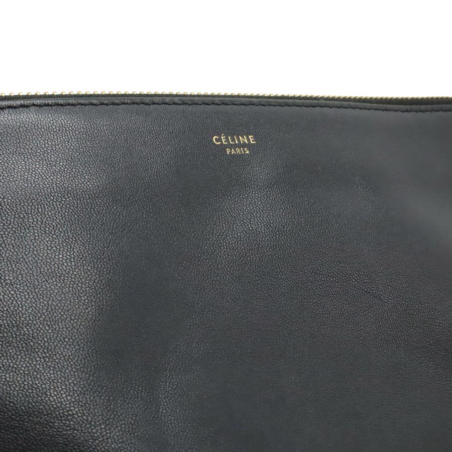 CELINE セリーヌ トリオ ラージ ショルダーバッグ ポシェット 斜め掛け ポーチ レザー ブラック 黒 ゴールド金具 171453 | CELINE | 08