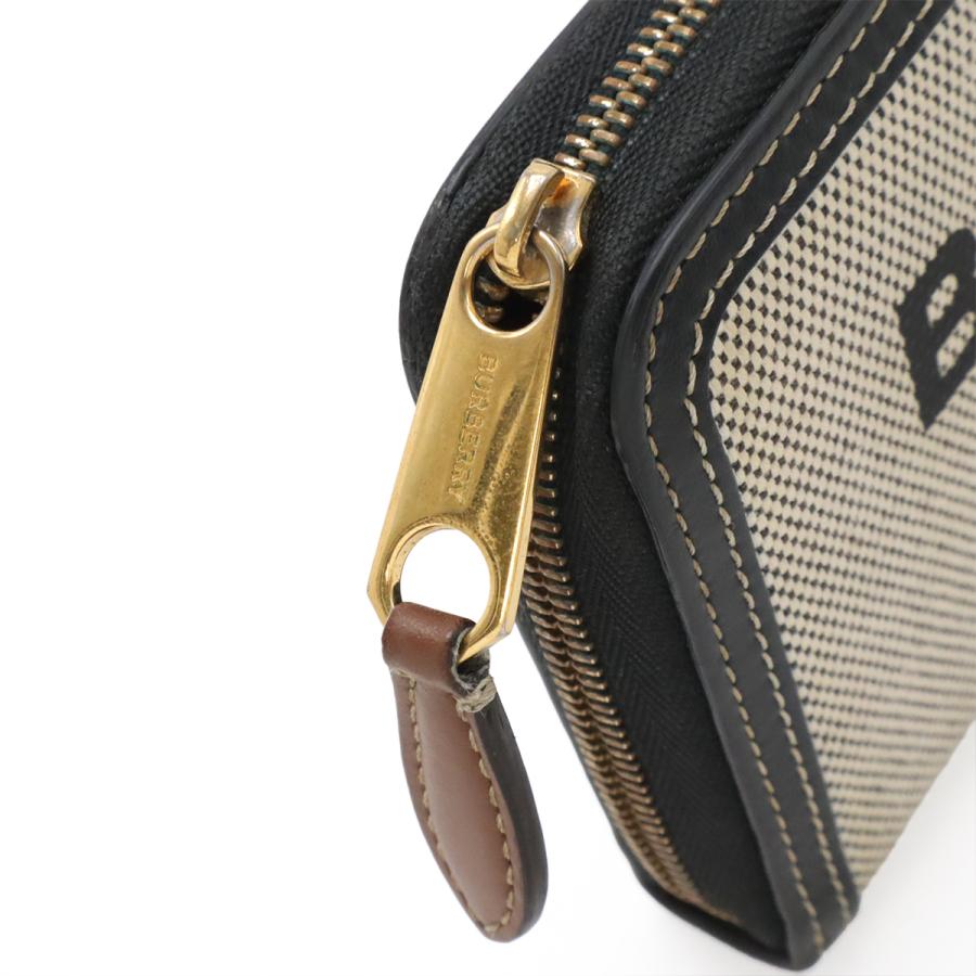 BURBERRY バーバリー ホースフェリープリント エルモア ラウンドファスナー 長財布 キャンバス レザー ベージュ ブラック 黒 | BURBERRY | 03