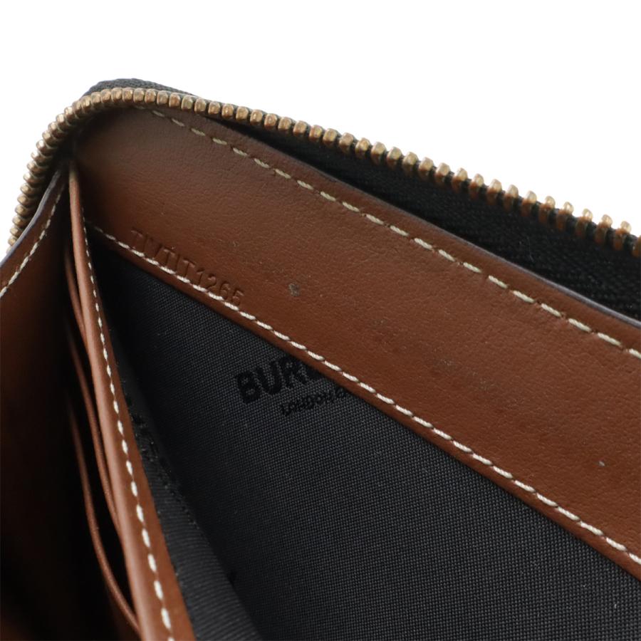 BURBERRY バーバリー ホースフェリープリント エルモア ラウンドファスナー 長財布 キャンバス レザー ベージュ ブラック 黒 | BURBERRY | 05