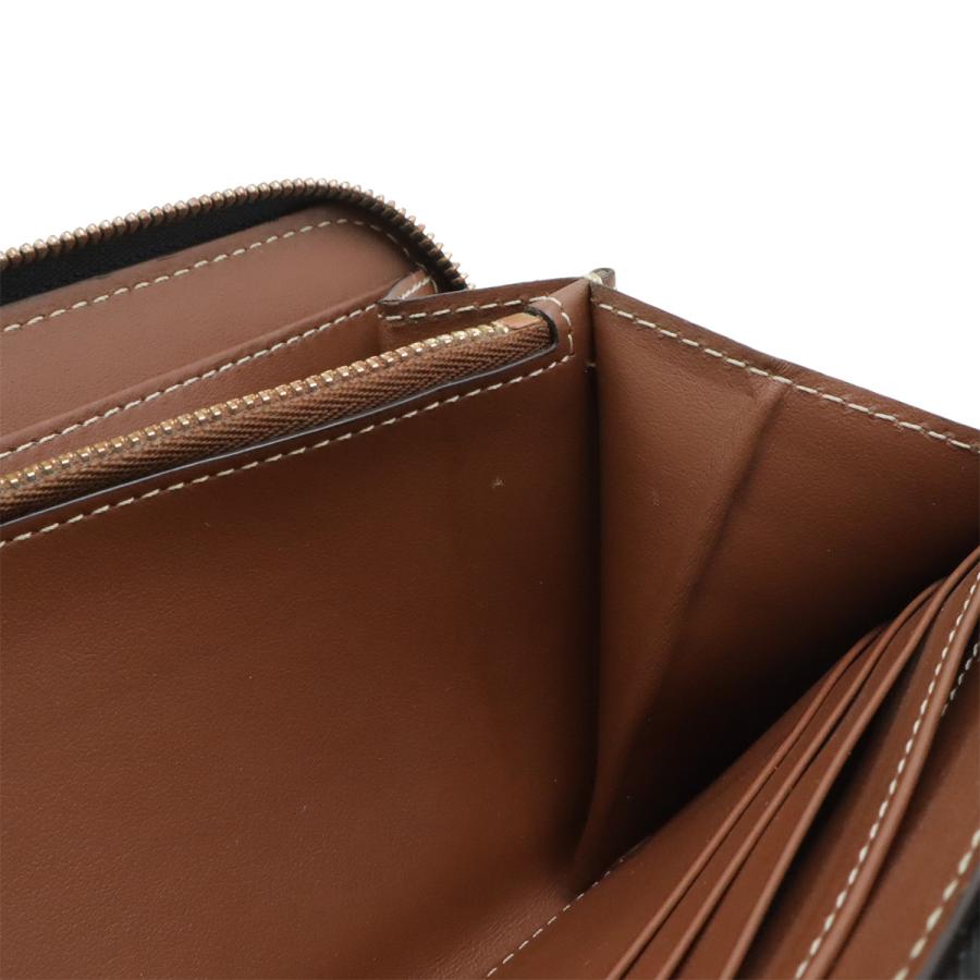 BURBERRY バーバリー ホースフェリープリント エルモア ラウンドファスナー 長財布 キャンバス レザー ベージュ ブラック 黒 | BURBERRY | 06
