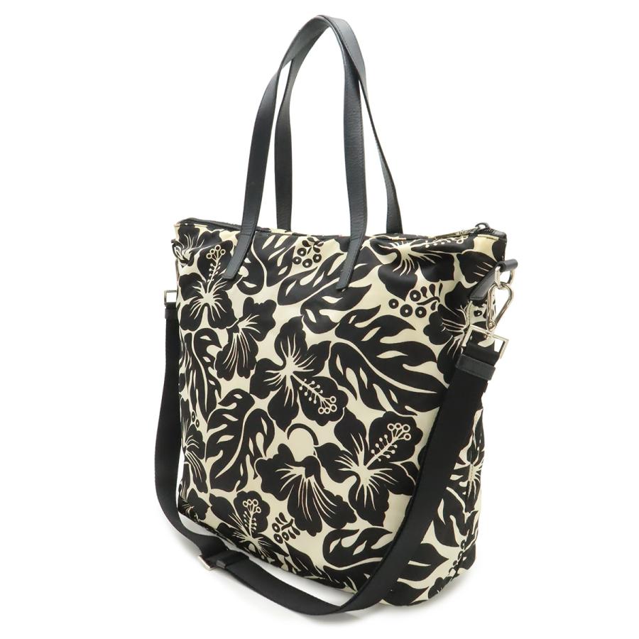 PRADA プラダ トートバッグ 2WAY ショルダーバッグ ハイビスカス フラワープリント 花柄 ナイロン レザー NERO ブラック 黒 ホワイト 白 | PRADA | 01