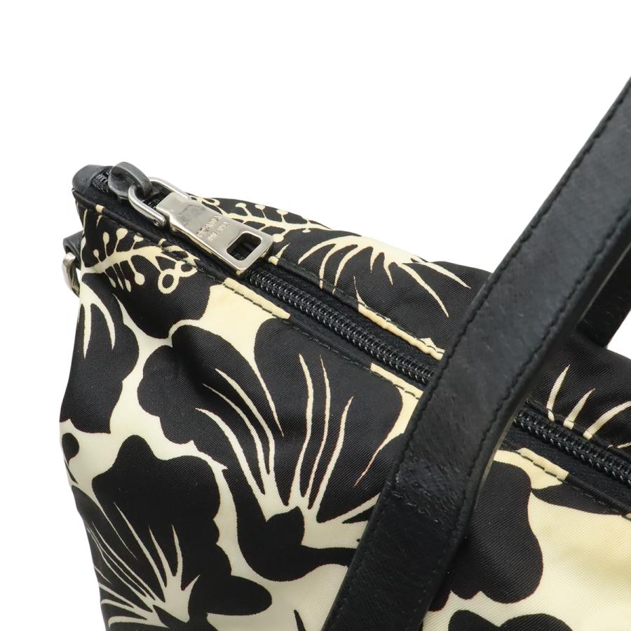 PRADA プラダ トートバッグ 2WAY ショルダーバッグ ハイビスカス フラワープリント 花柄 ナイロン レザー NERO ブラック 黒 ホワイト 白 | PRADA | 05