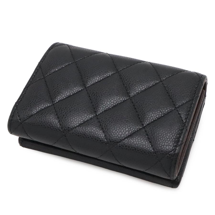 CHANEL シャネル クラシック スモール フラップ ウォレット マトラッセ ココマーク 3つ折財布 三つ折り キャビアスキン レザー ブラック | CHANEL | 01