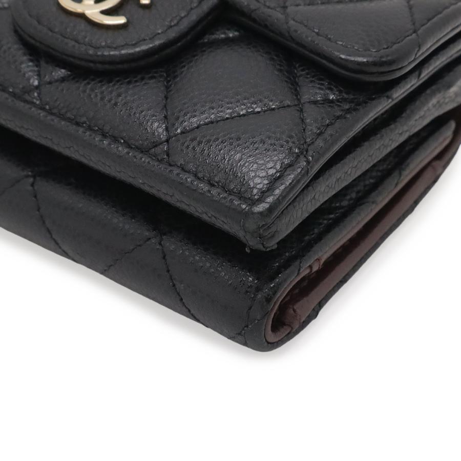 CHANEL シャネル クラシック スモール フラップ ウォレット マトラッセ ココマーク 3つ折財布 三つ折り キャビアスキン レザー ブラック | CHANEL | 02