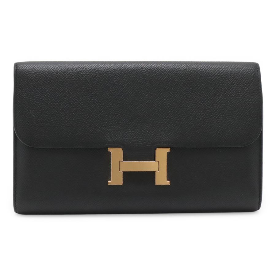 HERMES エルメス コンスタンス ロング フラップウォレット 2つ折長財布 二つ折り長財布 ヴォーエプソン レザー ブラック | HERMES