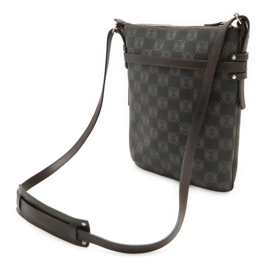 LOEWE ロエベ リピートアナグラム ショルダーバッグ 斜め掛け PVC レザー ブラック 黒 ダークブラウン 茶 ポーチ付き シルバー金具 | LOEWE | 01