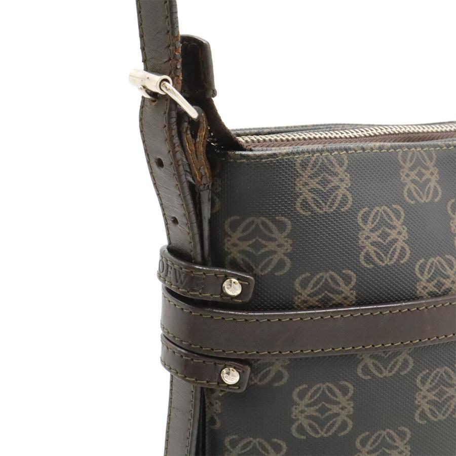 LOEWE ロエベ リピートアナグラム ショルダーバッグ 斜め掛け PVC レザー ブラック 黒 ダークブラウン 茶 ポーチ付き シルバー金具 | LOEWE | 03