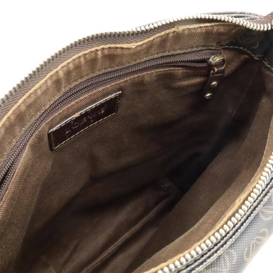 LOEWE ロエベ リピートアナグラム ショルダーバッグ 斜め掛け PVC レザー ブラック 黒 ダークブラウン 茶 ポーチ付き シルバー金具 | LOEWE | 06