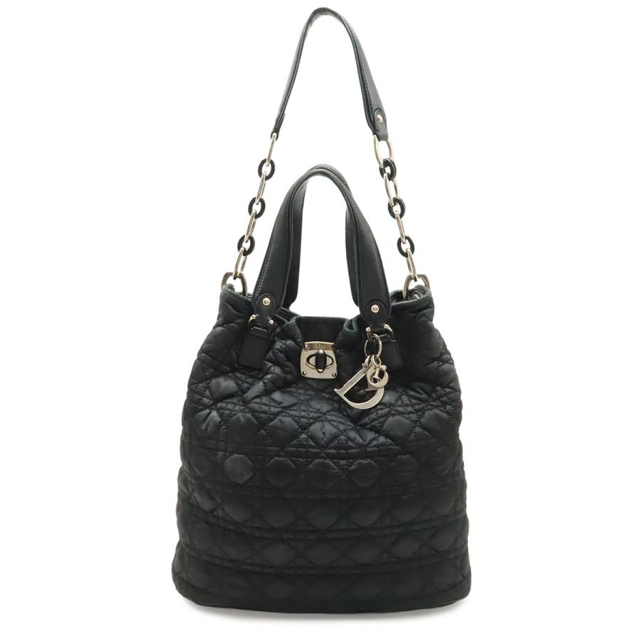 Christian Dior クリスチャン ディオール カナージュ トートバッグ 2WAY チェーンショルダー ショルダーバッグ レザー ブラック 黒 | Christian Dior