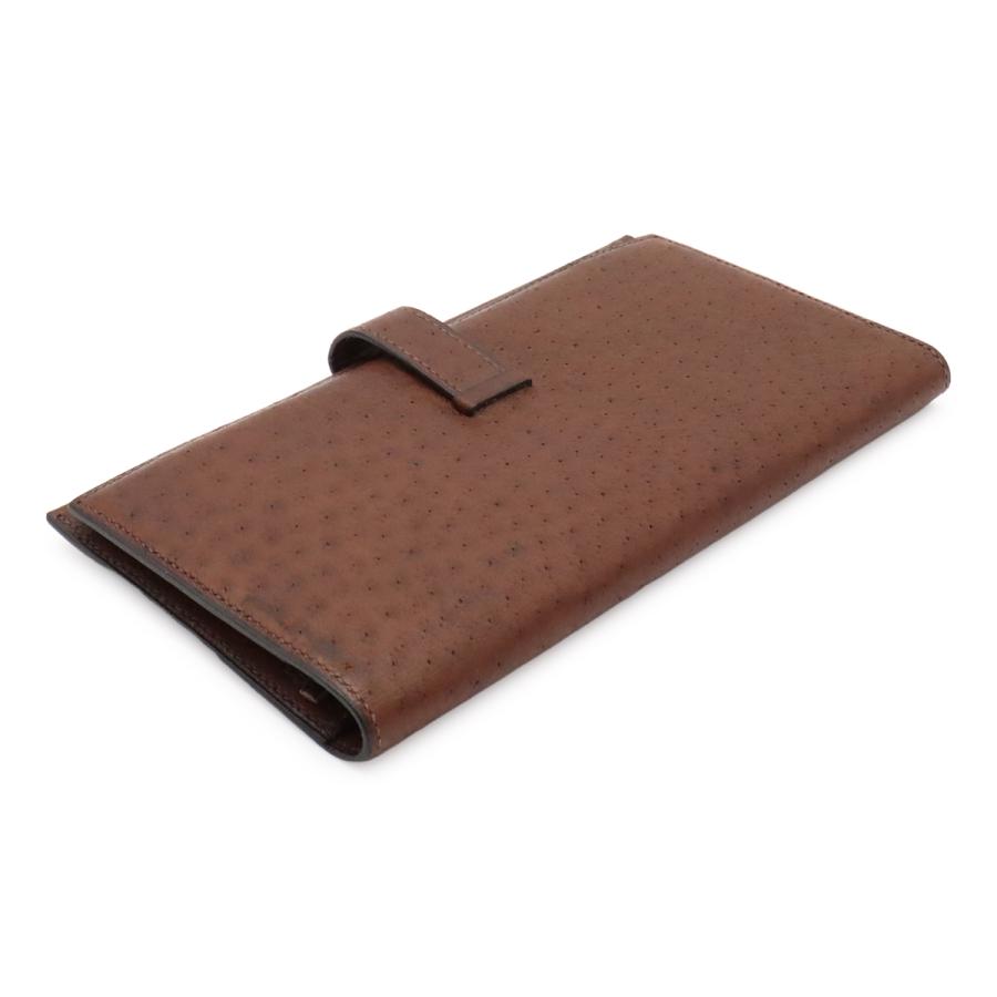 HERMES エルメス ベアン クラシック 2つ折長財布 二つ折り長財布 エミュー オーストリッチ レザー ブラウン ゴールド金具 □C刻印 | HERMES | 01