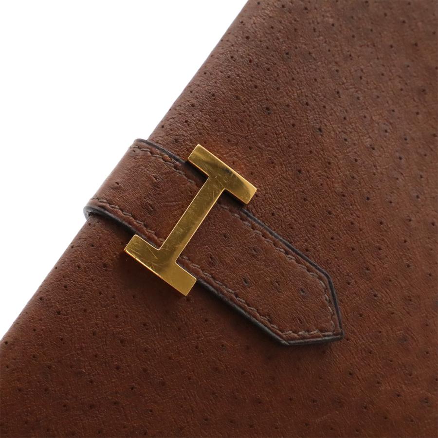 HERMES エルメス ベアン クラシック 2つ折長財布 二つ折り長財布 エミュー オーストリッチ レザー ブラウン ゴールド金具 □C刻印 | HERMES | 07