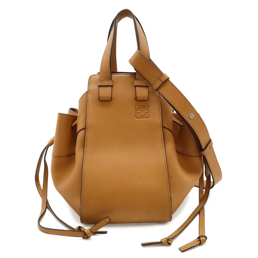 LOEWE ロエベ ハンモック ドローストリング バッグ スモール ハンドバッグ 2WAY ショルダーバッグ レザー ブラウン 茶 シルバー金具 | LOEWE