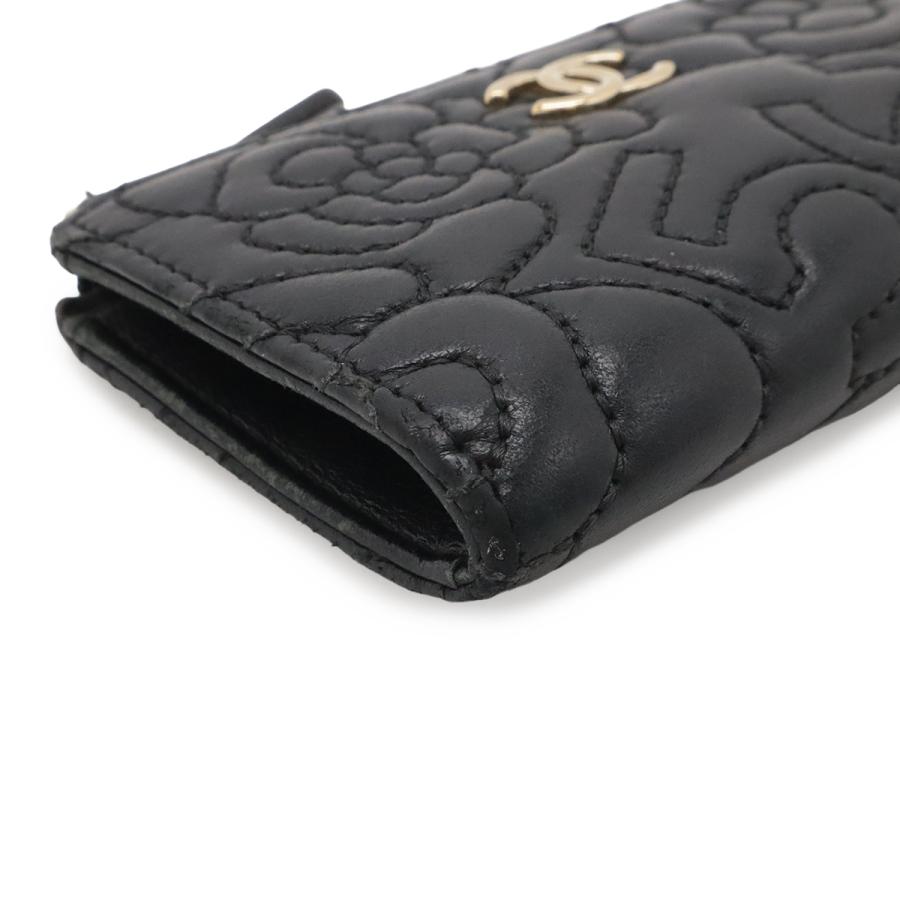 CHANEL シャネル カメリア ココマーク コインケース 小銭入れ コインパース L字ファスナー ラムスキン レザー ブラック ゴールド金具 | CHANEL | 02