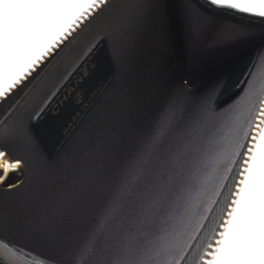 CHANEL シャネル カメリア ココマーク コインケース 小銭入れ コインパース L字ファスナー ラムスキン レザー ブラック ゴールド金具 | CHANEL | 04