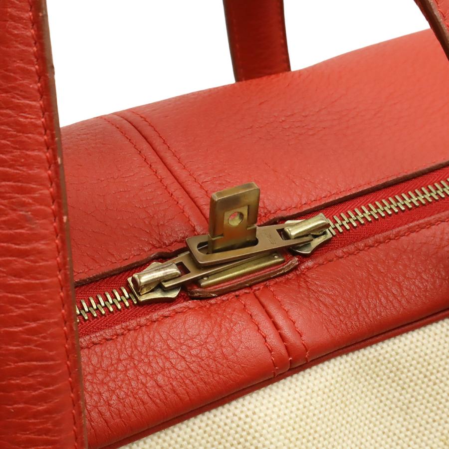 HERMES エルメス ヴィクトリア50 ボストンバッグ 旅行カバン トラベルバッグ トワルアッシュ トリヨンクレマンス ベージュ レッド 赤 | HERMES | 04
