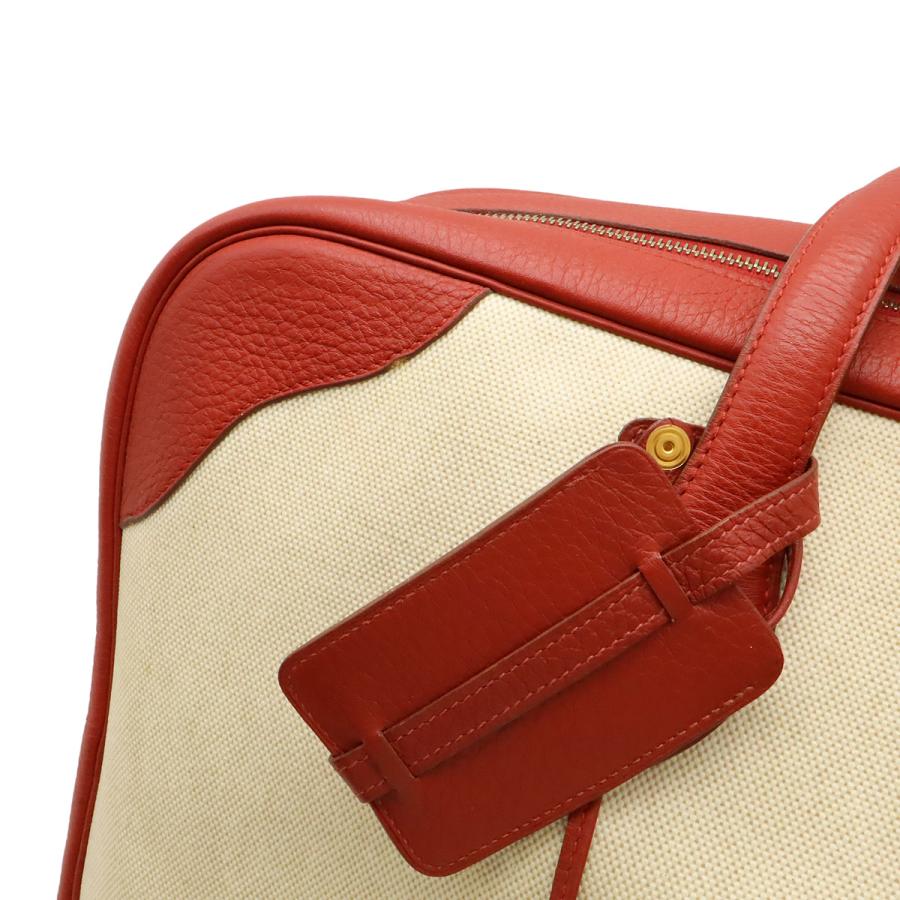 HERMES エルメス ヴィクトリア50 ボストンバッグ 旅行カバン トラベルバッグ トワルアッシュ トリヨンクレマンス ベージュ レッド 赤 | HERMES | 08