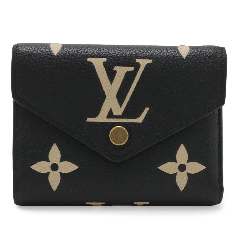 LOUIS VUITTON ルイ ヴィトン モノグラムアンプラント ポルトフォイユ ヴィクトリーヌ 3つ折財布 三つ折り バイカラー ブラック ベージュ | LOUIS VUITTON