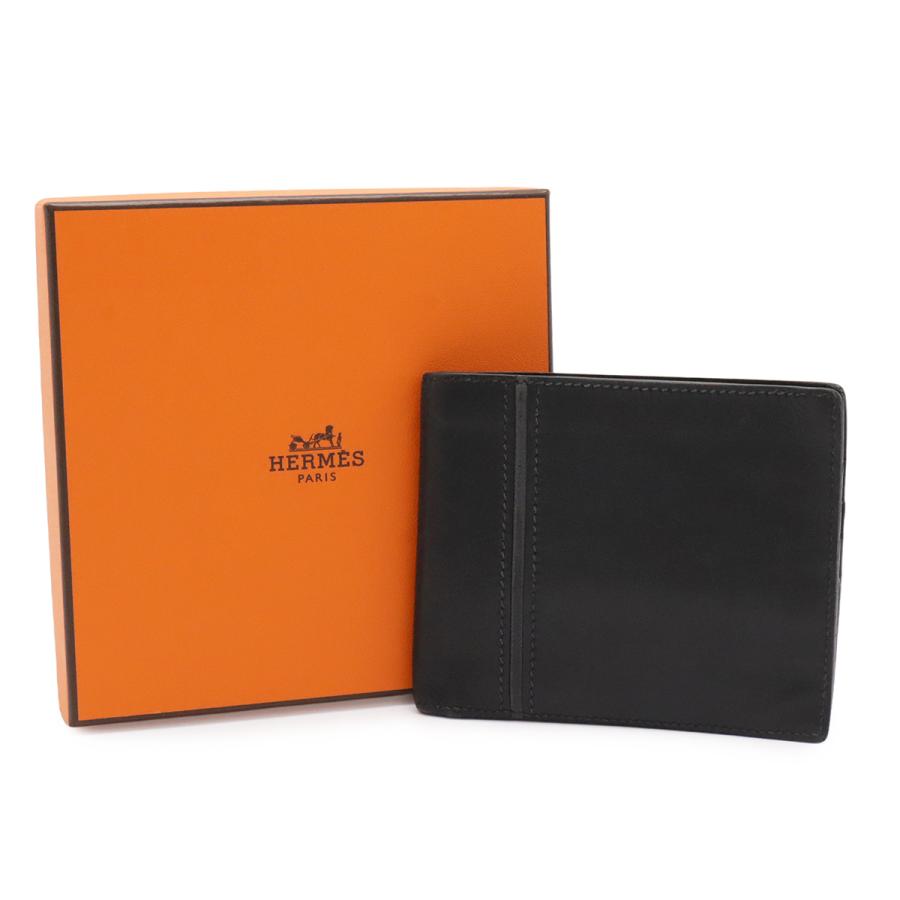 HERMES エルメス MC2 コペルニクス 2つ折札入れ 二つ折り財布 レザー ブラック系 黒 □L刻印 | HERMES | 07