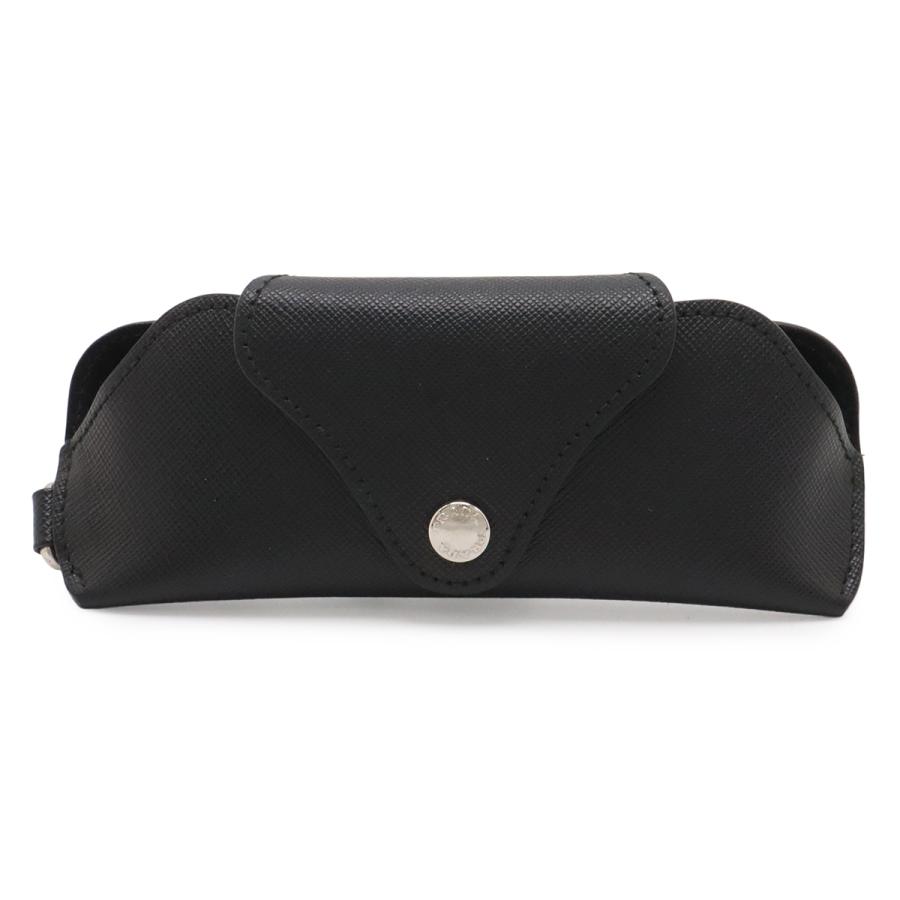 PRADA プラダ メガネケース 眼鏡入れ アイウェアケース サングラスケース サフィアーノレザー NERO 黒 ブラック シルバー金具 フック付き | PRADA