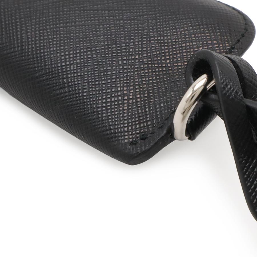 PRADA プラダ メガネケース 眼鏡入れ アイウェアケース サングラスケース サフィアーノレザー NERO 黒 ブラック シルバー金具 フック付き | PRADA | 02