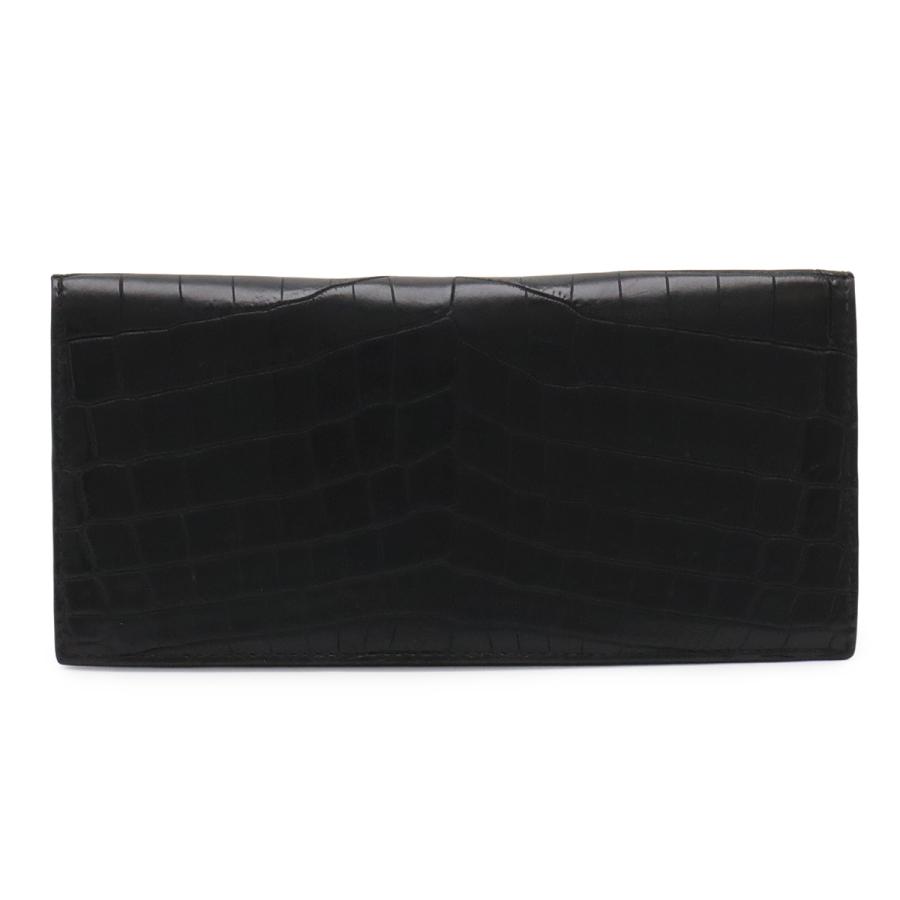 BOTTEGA VENETA ボッテガ ヴェネタ ボッテガベネタ 2つ折り札入れ 二つ折り長財布 クロコダイル マット ワニ革 レザー ブラック 黒 | BOTTEGA VENETA