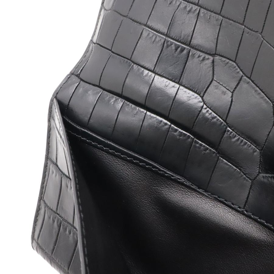 BOTTEGA VENETA ボッテガ ヴェネタ ボッテガベネタ 2つ折り札入れ 二つ折り長財布 クロコダイル マット ワニ革 レザー ブラック 黒 | BOTTEGA VENETA | 07