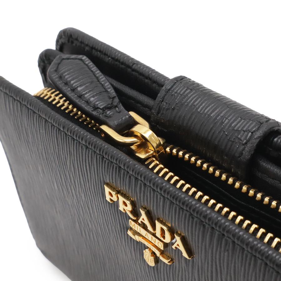 PRADA プラダ VITTELO MOVE 2つ折財布 二つ折り財布 L字ファスナー レザー NERO 黒 ブラック ゴールド金具 1ML225 | PRADA | 04