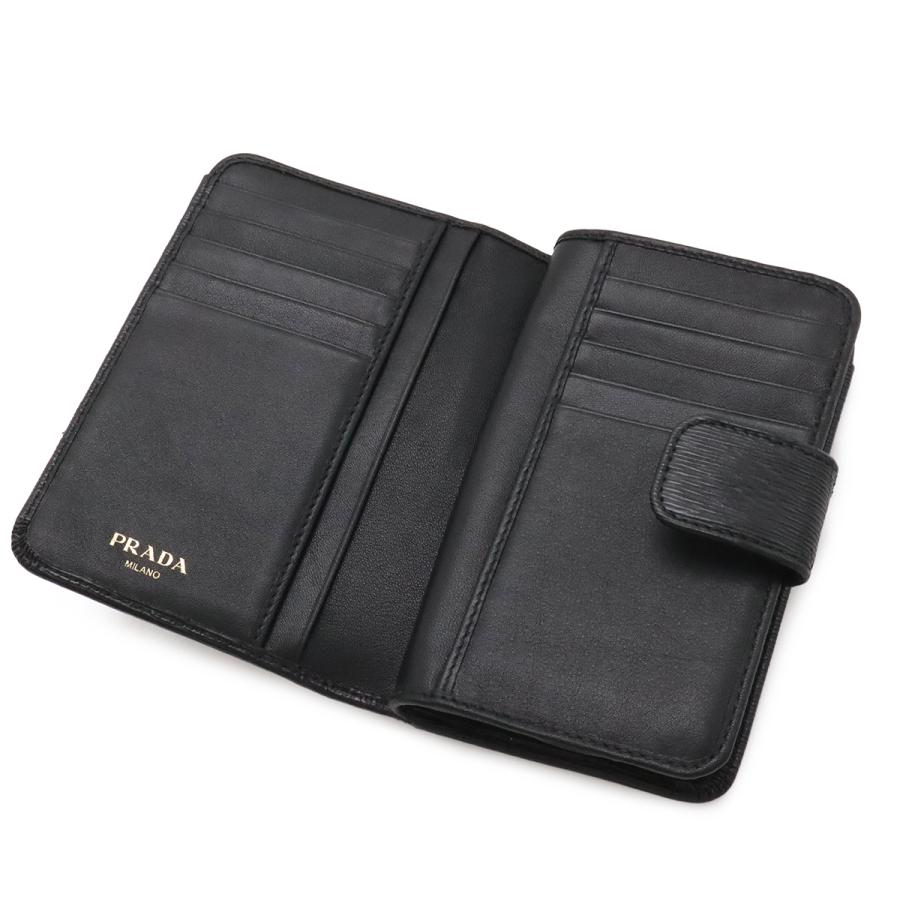 PRADA プラダ VITTELO MOVE 2つ折財布 二つ折り財布 L字ファスナー レザー NERO 黒 ブラック ゴールド金具 1ML225 | PRADA | 05