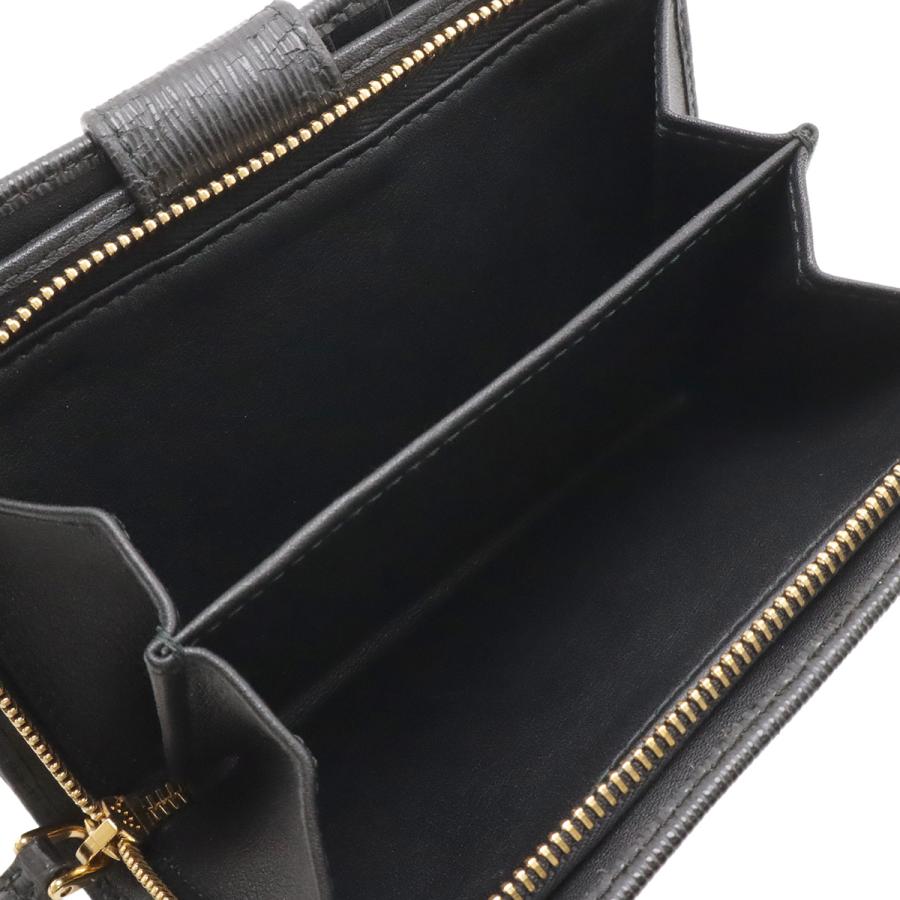 PRADA プラダ VITTELO MOVE 2つ折財布 二つ折り財布 L字ファスナー レザー NERO 黒 ブラック ゴールド金具 1ML225 | PRADA | 07