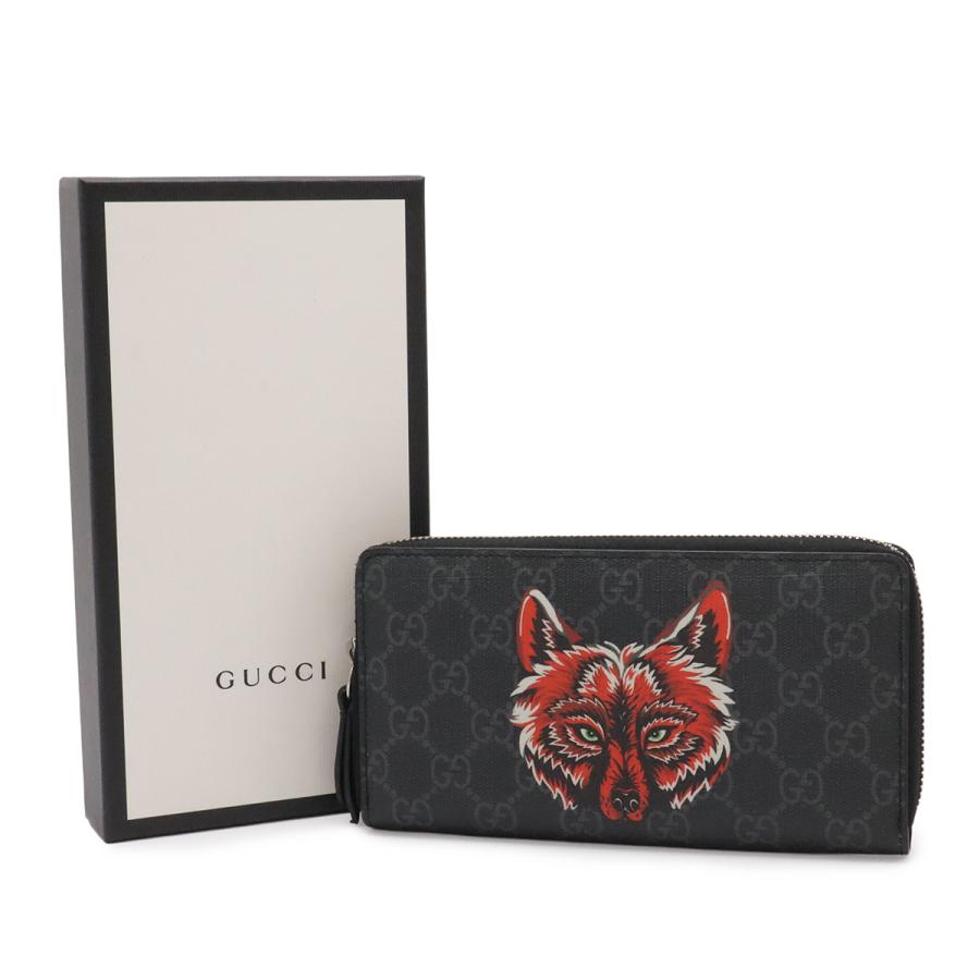 GUCCI グッチ GGスプリーム ジップアラウンドウォレット ウルフ ラウンドファスナー 長財布 PVC ダークグレー ブラック レッド 451273 | GUCCI | 07
