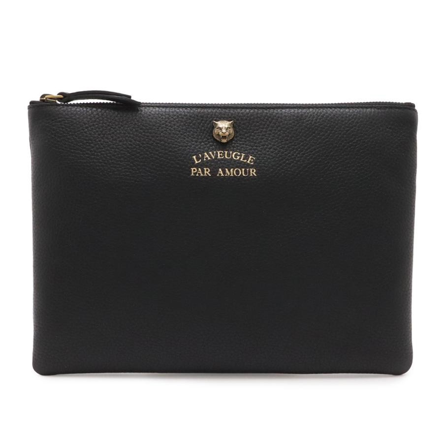 GUCCI グッチ アニマリエ タイガーヘッド クラッチバッグ セカンドバッグ ポーチ レザー ブラック 黒 ゴールド金具 453165 | GUCCI