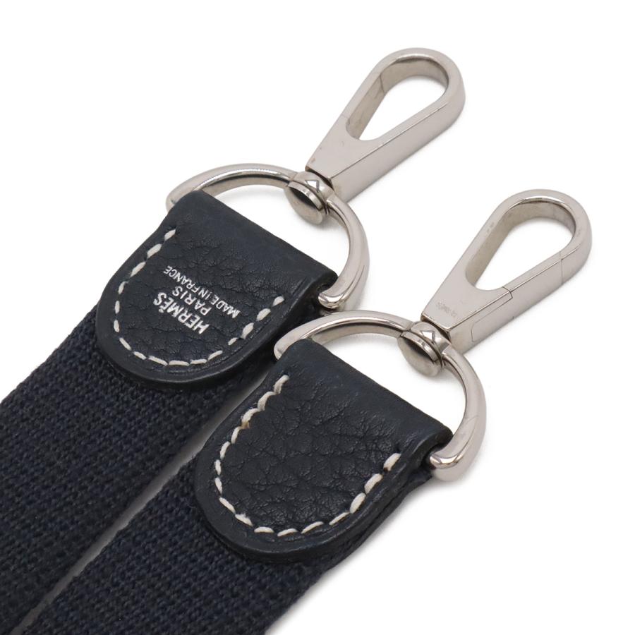 HERMES エルメス ガーデンパーティ用 ショルダーストラップ ストラップのみ キャンバス レザー ネイビー 紺 シルバー金具 | HERMES | 02