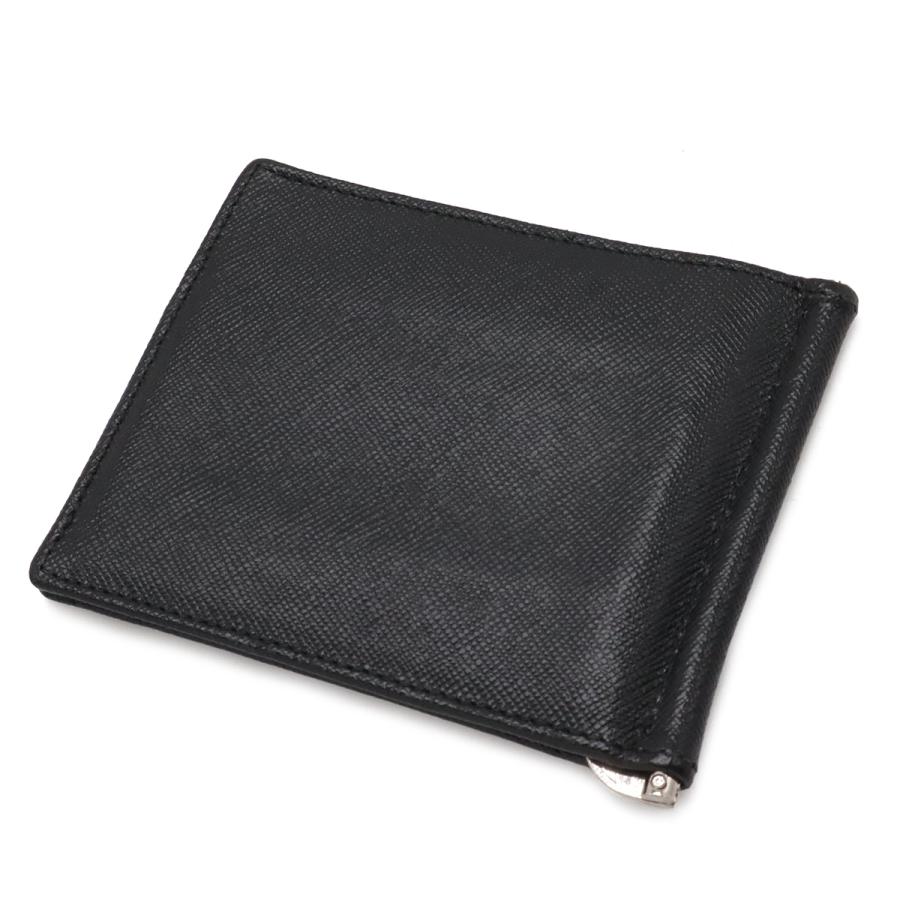 PRADA プラダ SAFFIANO 2つ折札入れ 二つ折り財布 マネークリップ式 ビルクリップ レザー NERO 黒 ブラック シルバー金具 2M1077 | PRADA | 01