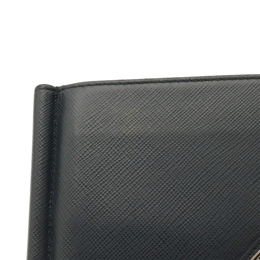 PRADA プラダ トライアングルロゴ 2つ折札入れ 二つ折り財布 マネークリップ式 ビルクリップ レザー ネイビー 紺 シルバー金具 2MN077 | PRADA | 03