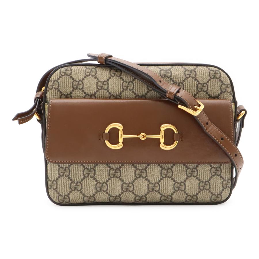 GUCCI グッチ ホースビット 1955 スモール ショルダーバッグ GGスプリーム ポシェット 斜め掛け レザー ベージュ ブラウン ゴールド金具 | GUCCI