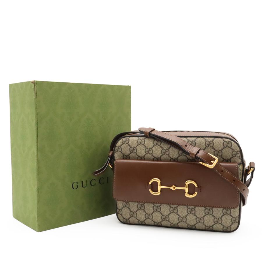 GUCCI グッチ ホースビット 1955 スモール ショルダーバッグ GGスプリーム ポシェット 斜め掛け レザー ベージュ ブラウン ゴールド金具 | GUCCI | 08
