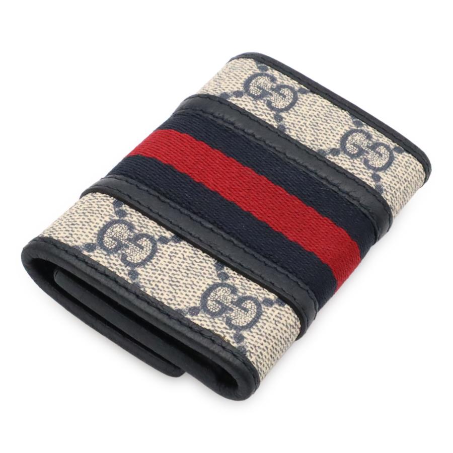 GUCCI グッチ オフィディア GGスプリーム ウェブ シェリーライン 6連キーケース PVC レザー ベージュ ネイビー レッド シルバー金具 | GUCCI | 01