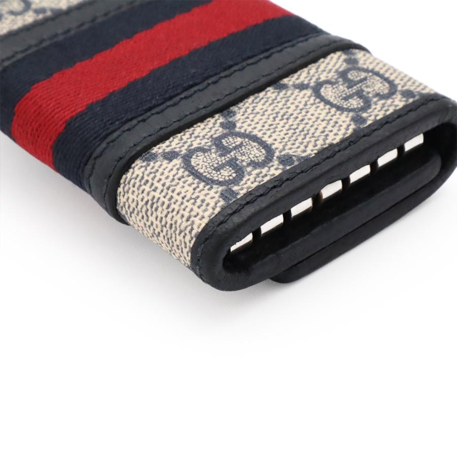 GUCCI グッチ オフィディア GGスプリーム ウェブ シェリーライン 6連キーケース PVC レザー ベージュ ネイビー レッド シルバー金具 | GUCCI | 02