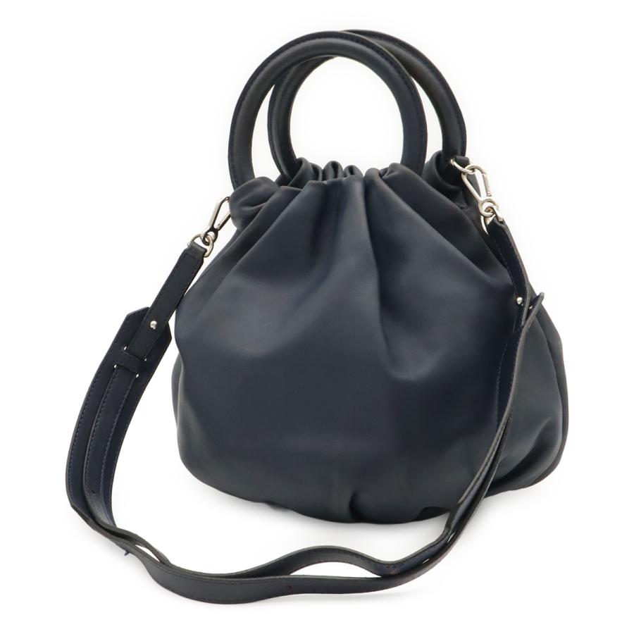LOEWE ロエベ アナグラム バウンスバッグ ハンドバッグ 2WAY ショルダーバッグ 斜め掛け レザー ネイビー 紺 シルバー金具  332.87.L40 | LOEWE | 01