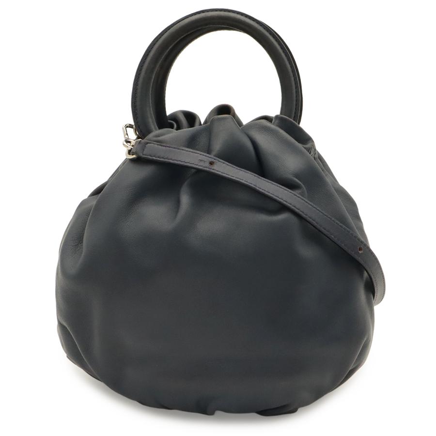 LOEWE ロエベ アナグラム バウンスバッグ ハンドバッグ 2WAY ショルダーバッグ 斜め掛け レザー ネイビー 紺 シルバー金具 | LOEWE