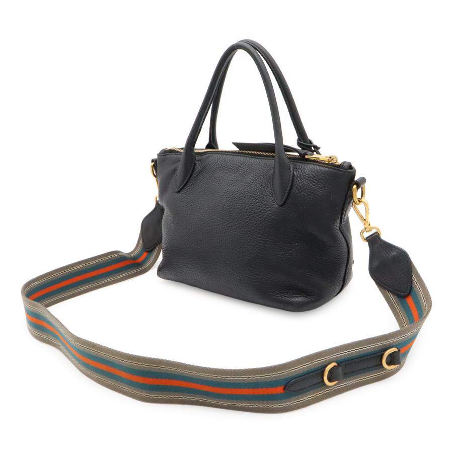 PRADA プラダ VIT.DAINO ハンドバッグ 2WAY ショルダーバッグ ストライプショルダー NERO 黒 ブラック ゴールド金具 1BA111 | PRADA | 01