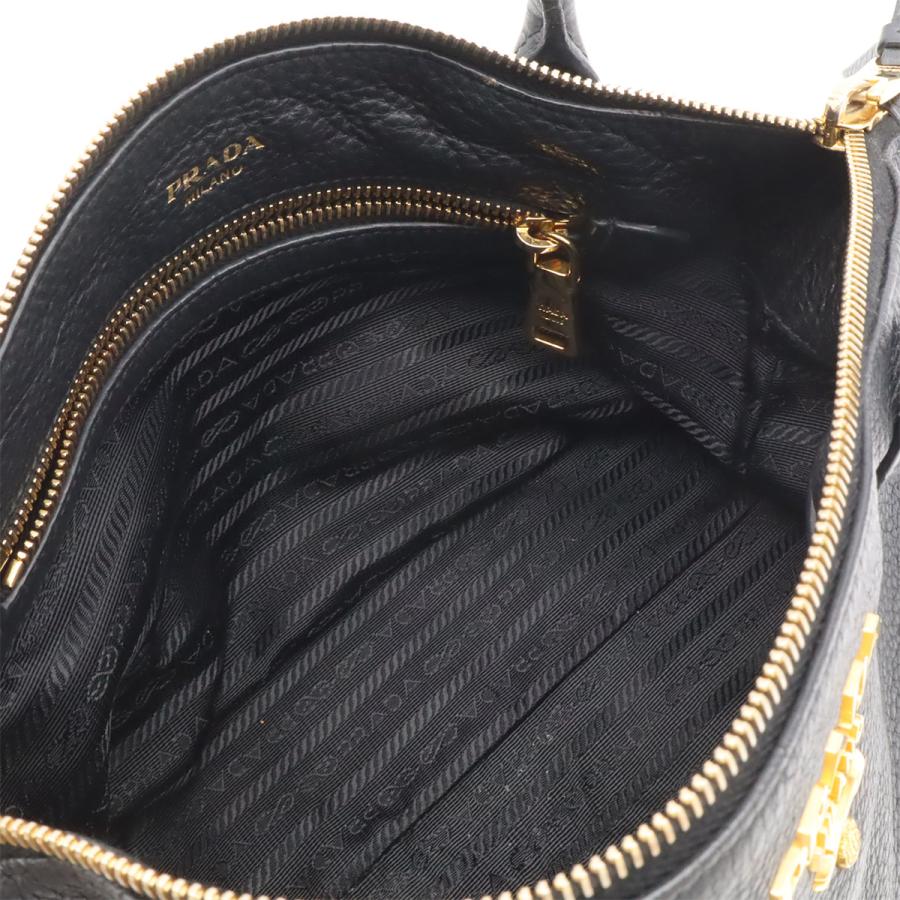 PRADA プラダ VIT.DAINO ハンドバッグ 2WAY ショルダーバッグ ストライプショルダー NERO 黒 ブラック ゴールド金具 1BA111 | PRADA | 05