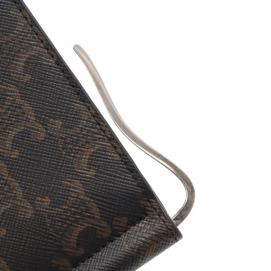 CELINE セリーヌ トリオンフ 2つ折り札入れ 二つ折り財布 マネークリップ式 ビルクリップ コーティングキャンバス レザー ブラック 黒 | CELINE | 04