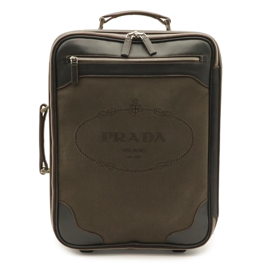 PRADA プラダ ロゴジャガード キャリーバッグ キャリーケース スーツケース トロリーバッグ トラベルバッグ 旅行 キャンバス レザー | PRADA