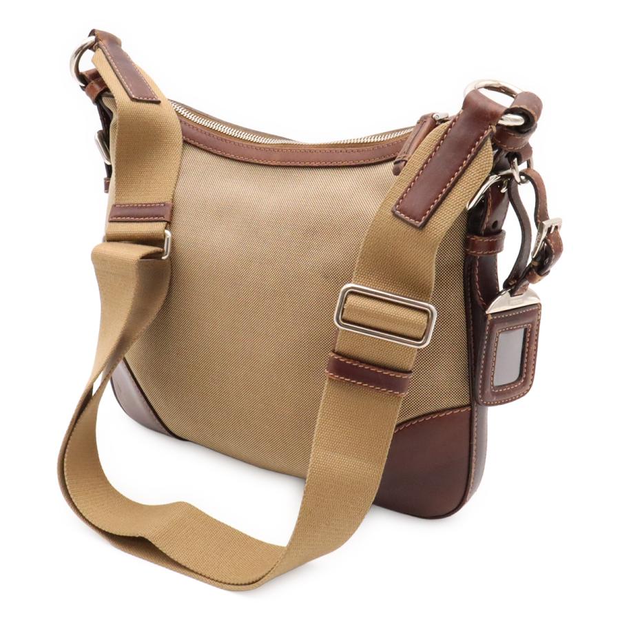 PRADA プラダ ロゴジャガード ショルダーバッグ 斜め掛け キャンバス レザー カーキベージュ ダークブラウン 茶 シルバー金具 BT0534 | PRADA | 01