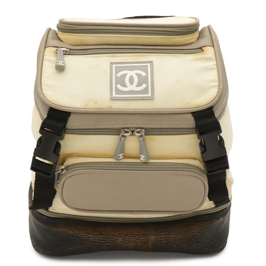 CHANEL シャネル スポーツライン ココマーク バックパック リュックサック ナイロン ラバー アイボリー ブラック グレー A03595 | CHANEL