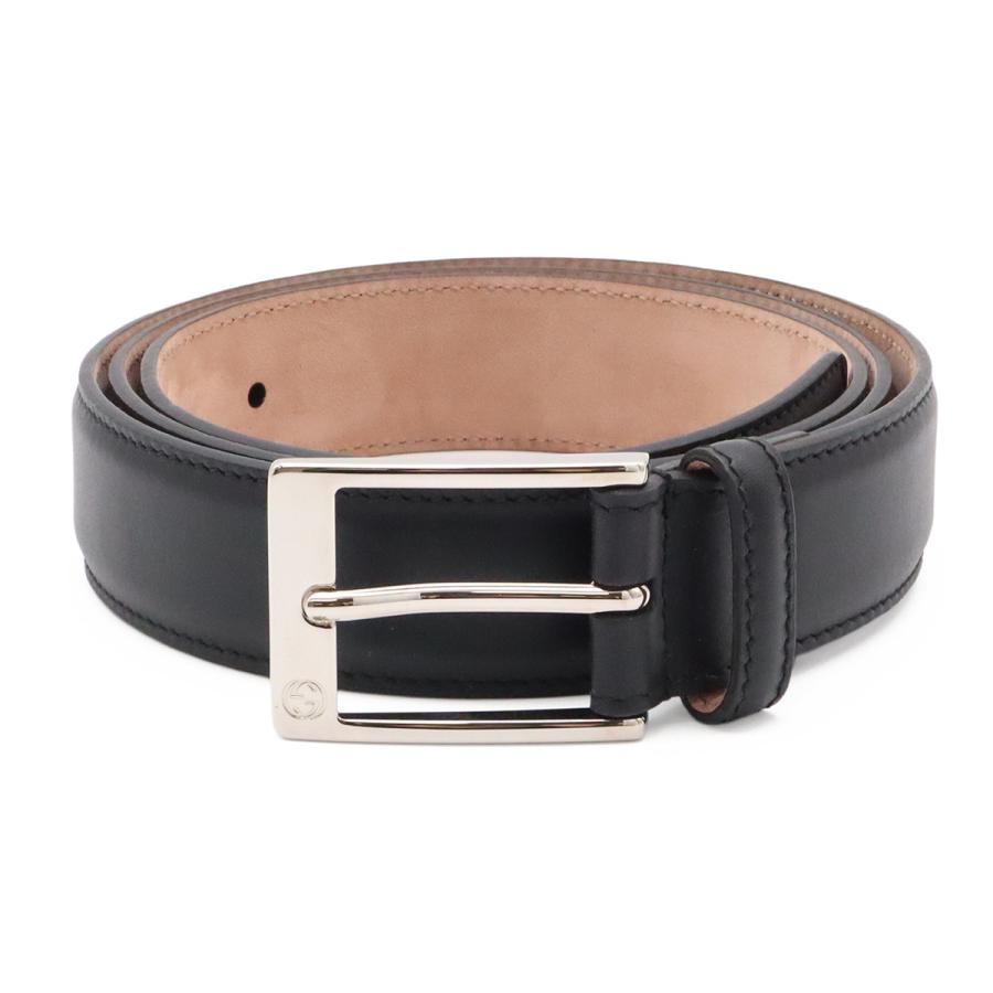 GUCCI グッチ ベルト リバーシブル スクエアバックル レザー ブラック 黒 シルバー金具 #105 345658 | GUCCI